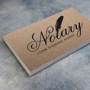 Notary Loan Signing Agent Typography Kraft Business Card