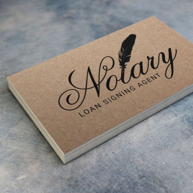 Notary Loan Signing Agent Typography Kraft Business Card (Creator Uploaded)