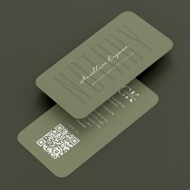 Notary Loan Signing Modern Sage Professional  Business Card (Notary Loan Signing Modern Sage Professional Business Card
)