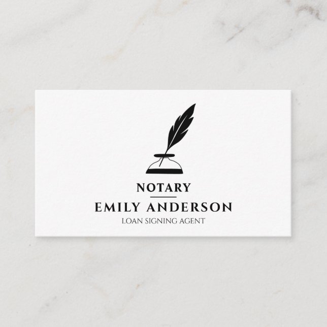 Notary Loan Singing Agent Minimal Black & White    Business Card (Front)