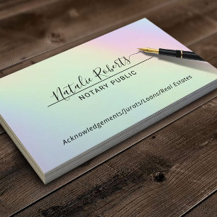 Notary Minimalist Script Signature Holographic Business Card
