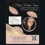 Notary Mobile Services Photo Pink Black QR FLYER<br><div class="desc">Modern Flyers for Notary Public Services Faux Foil Glitter</div>
