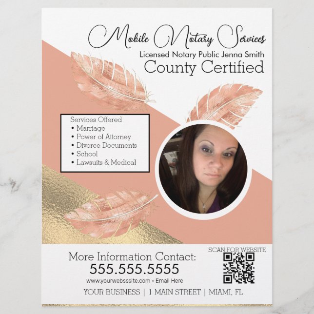Notary Mobile Services Photo Pink QR FLYER  (Front)