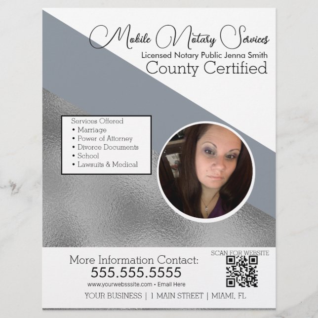 Notary Mobile Services Photo QR FLYER D (Front)