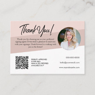 Notary Pastel Rose Loan Signing Thank You Business Card