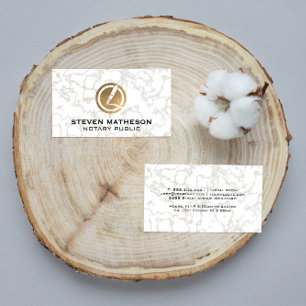 Notary Pen Gold Foil Marble Business Card