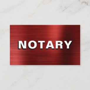 *~* NOTARY PHOTO METAL RED Signing Agent Business Card