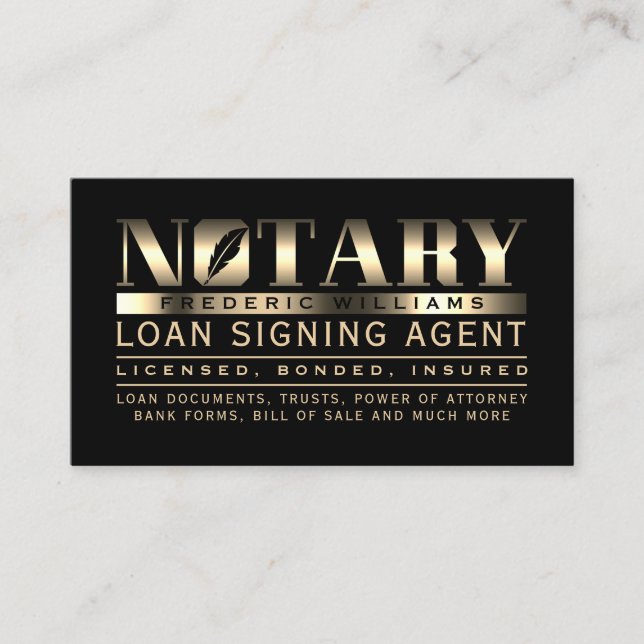 Notary professional elegant gold business card (Front)