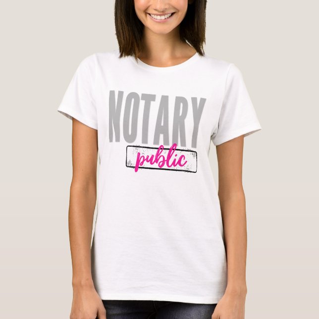 Notary Public Big Font Faded Black with Fuchsia T-Shirt (Front)