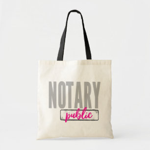 Notary Public Big Font Faded Black with Fuchsia Tote Bag