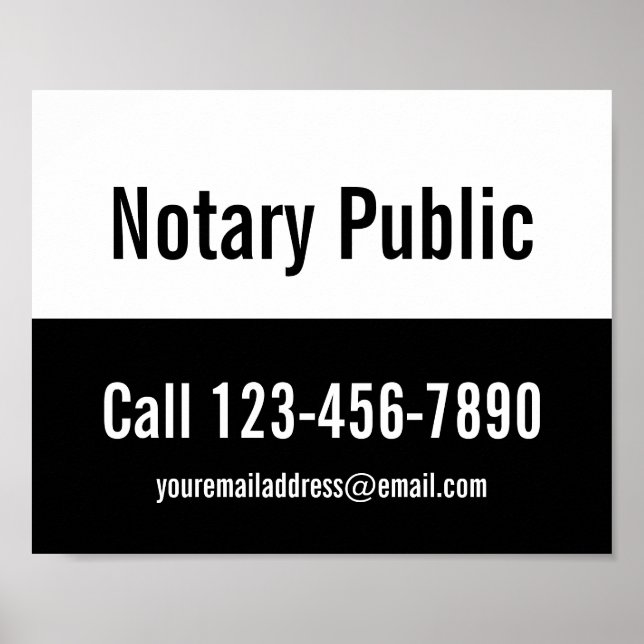 Notary Public Black and White Template Poster (Front)