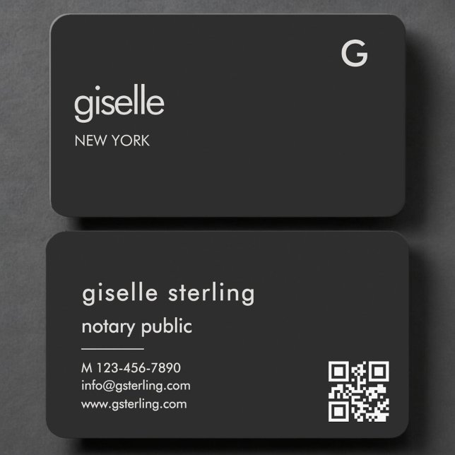 Notary Public Black QR Code Business Card (Creator Uploaded)