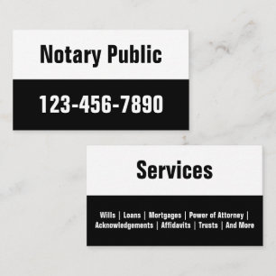 Notary Public Black & White Phone Number Template Business Card