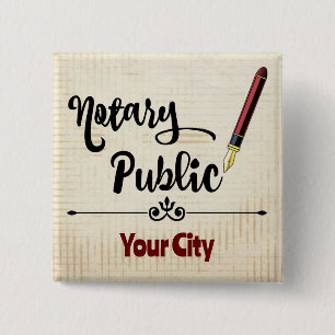 Notary Public Burgundy Ink Pen Customised City 15 Cm Square Badge