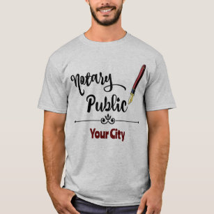 Notary Public Burgundy Ink Pen Customised City T-Shirt