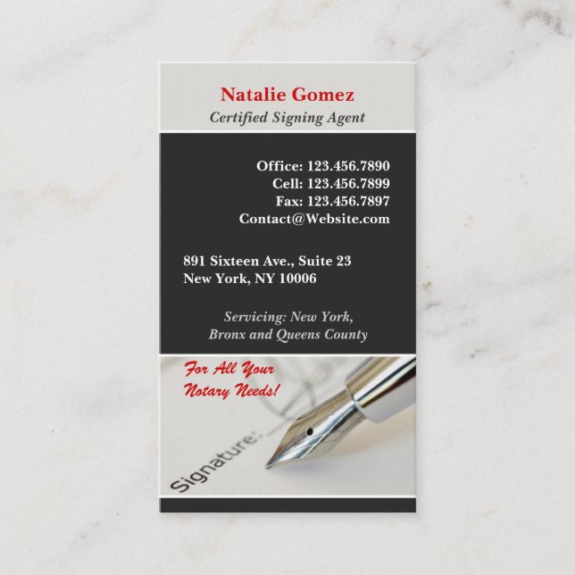 Notary Public Business Card (Front)