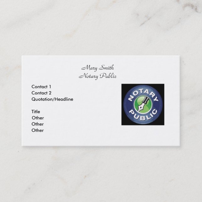 Notary Public Business Cards (Front)