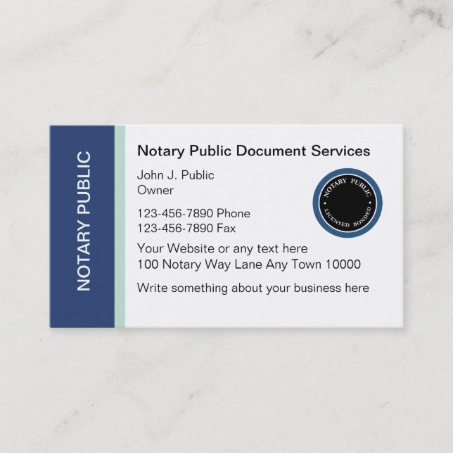 Notary Public Business Cards (Front)