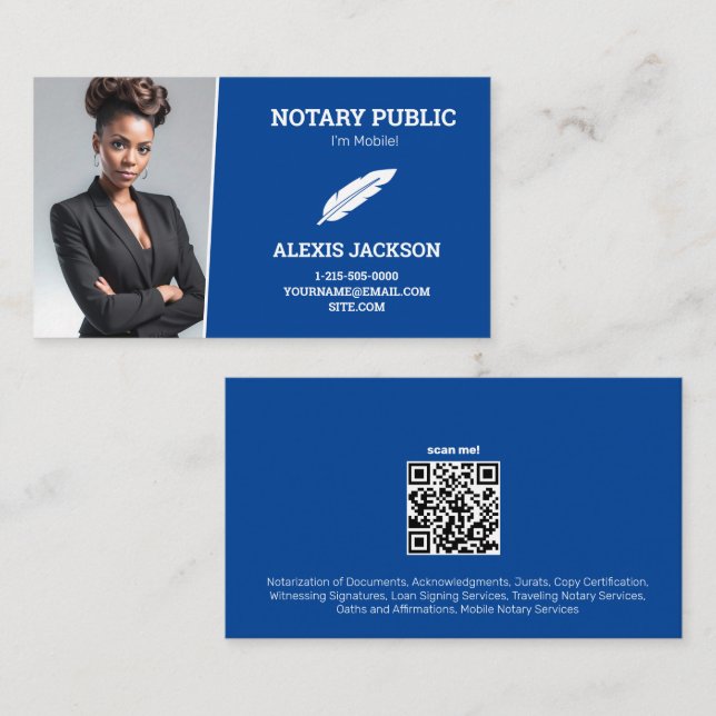 Notary Public Custom Photo Business Card (Front/Back)