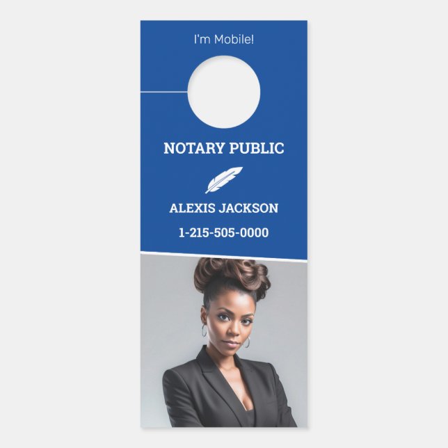 Notary Public Custom Photo Door Hanger (Front)