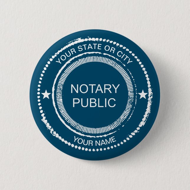 Notary Public Distressed Seal City Name Customised 6 Cm Round Badge (Front)