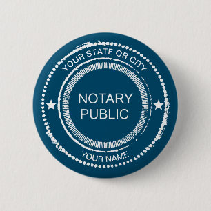 Notary Public Distressed Seal City Name Customised 6 Cm Round Badge