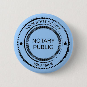 Notary Public Distressed Seal City Name Customised 6 Cm Round Badge