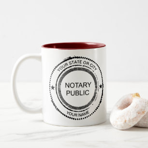 Notary Public Distressed Seal City Name Customised Two-Tone Coffee Mug
