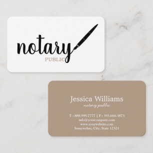 Notary Public Elegant Script Plain Black & White Business Card