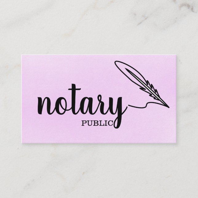 Notary Public Elegant Script Plain Black &  White Business Card (Front)