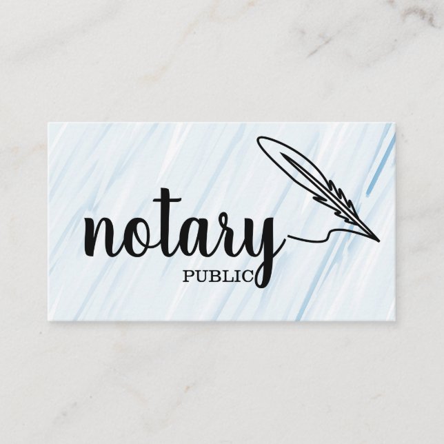 Notary Public Elegant Script Plain Black &  White  Business Card (Front)