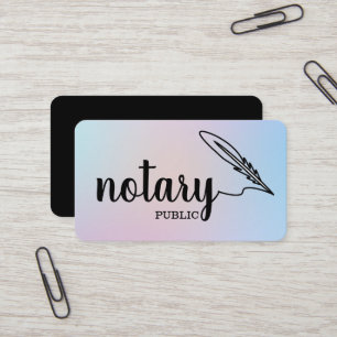 Notary Public Elegant Script Plain Black & White Business Card