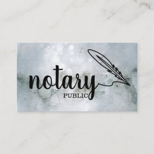 Notary Public Elegant Script Plain Black & White Business Card