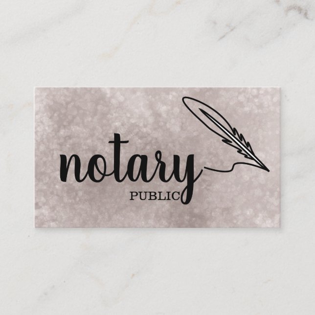 Notary Public Elegant Script Plain Black &  White  Business Card (Front)