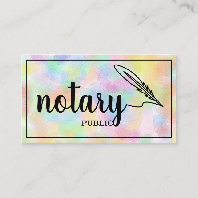 Notary Public Elegant Script Plain Black &  White  Business Card (Front)