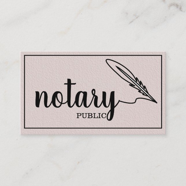 Notary Public Elegant Script Plain Black &  White  Business Card (Front)
