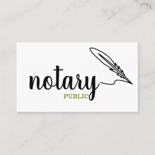 Notary Public Elegant Script Plain Black &  White  Business Card