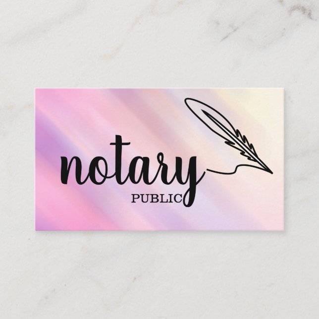 Notary Public Elegant Script Plain Black &  White  Business Card (Front)
