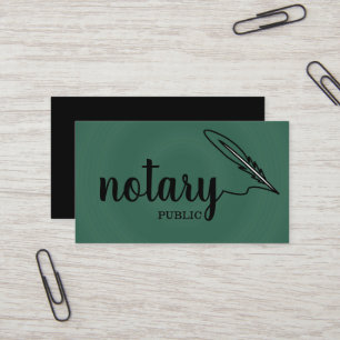Notary Public Elegant Script Plain Black & White Business Card