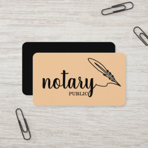 Notary Public Elegant Script Plain Black & White Business Card