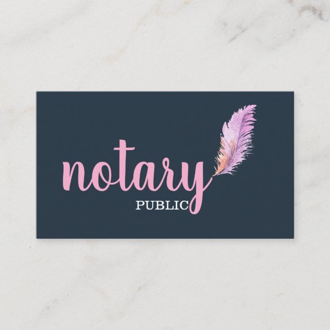 Notary Public Elegant Script Plain Black &  White Business Card (Front)