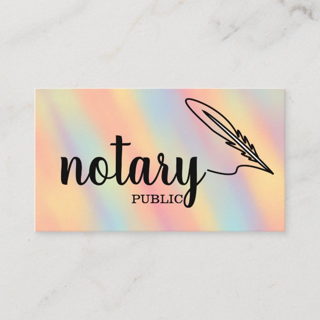Notary Public Elegant Script Plain Black &  White  Business Card (Front)