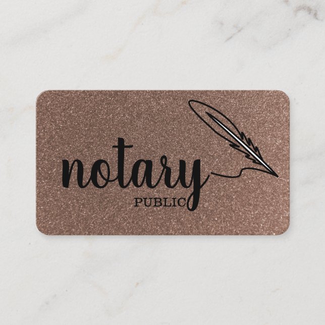Notary Public Elegant Script Plain Black &  White  Business Card (Front)