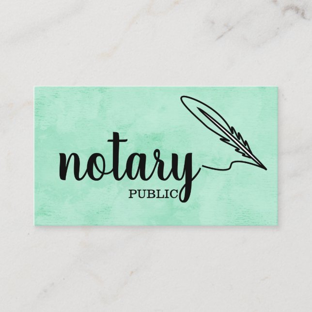 Notary Public Elegant Script Plain Business Card (Front)