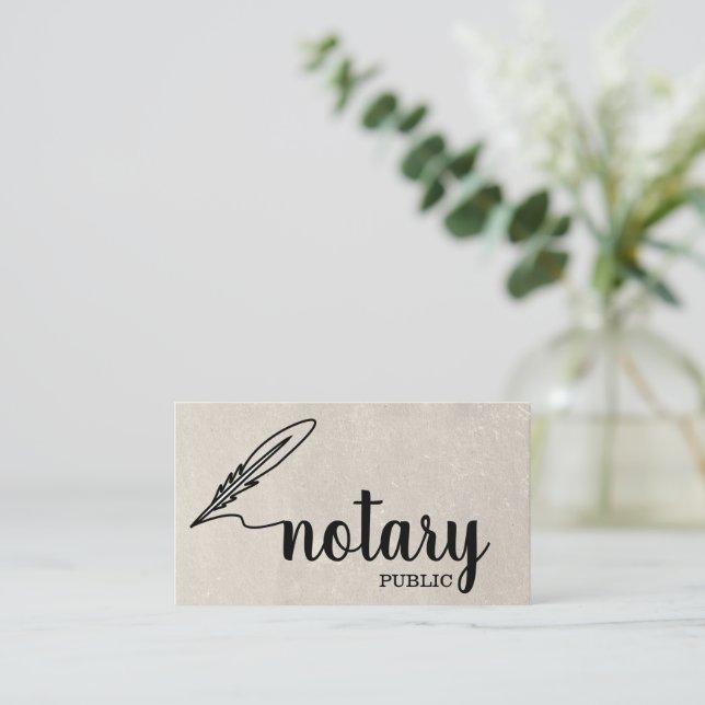 Notary Public Elegant Script Plain Business Card (Standing Front)