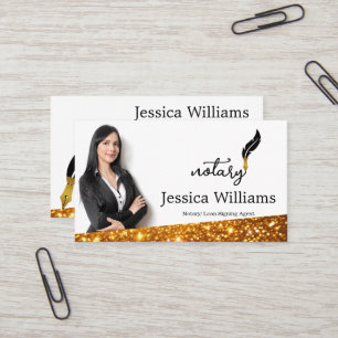 Notary Public Elegant Script Plain Business Card