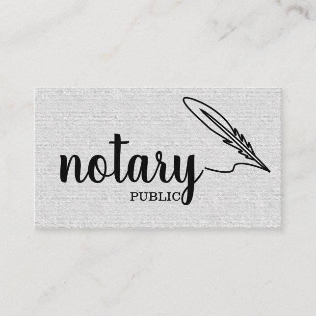 Notary Public Elegant Script Plain  Business Card (Front)