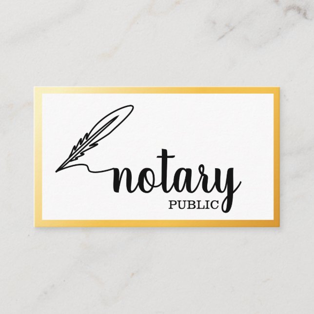 Notary Public Elegant Script Plain Business Card (Front)