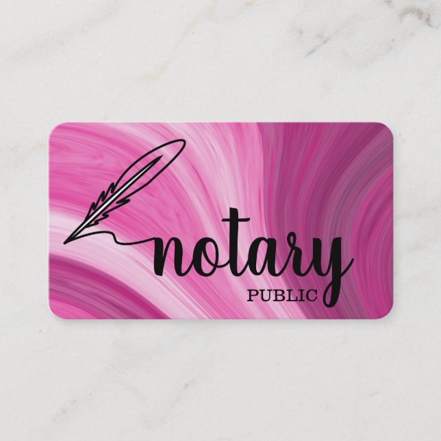 Notary Public Elegant Script Plain Business Card (Front)