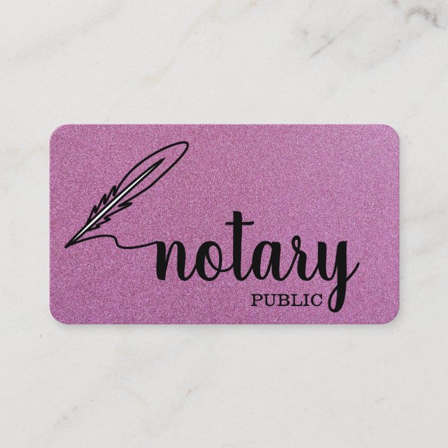 Notary Public Elegant Script Plain Business Card (Front)